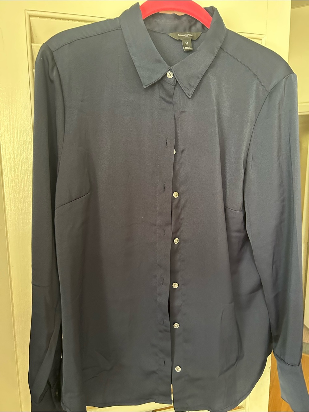 Banana Republic factory silky Navy Button-Up Blouse